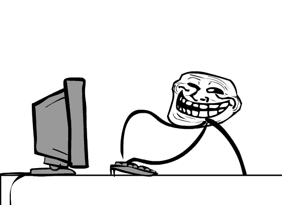 Troll face at a computer